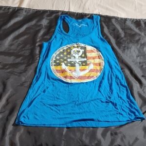 Clementine Blue Nautical Anchor Graphic Tank Top